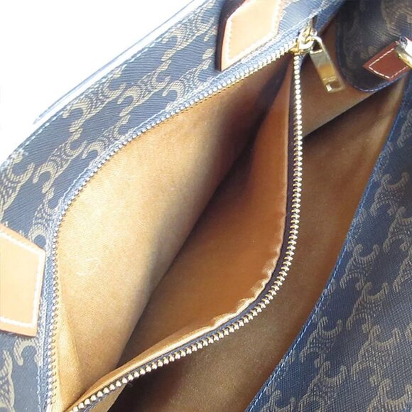 Auth CELINE Triomphe Vertical Cabas Handbag Shoulder Bag Brown PVC - Picture 5 of 12